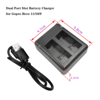 Dual Port Slot Double Battery Charger For Gopro Go Pro Hero 11 10 9 Black with USB Cable Action Camera Accessory