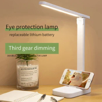 LED Table Lamp Touch Dimmable Eye Protectio Desk Light Indoor Study Table Lights Bedroom Bedside Reading Rechargable Desk Lamps