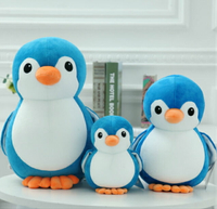 毛絨玩具 可愛藍色小企鵝公仔紫色 黑色 粉色企鵝泡沫粒子毛絨玩具兒童玩偶【AA2980】
