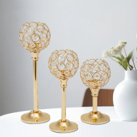 Set 3 Tempat Lilin Tealight Mangkuk Kristal Logam Tempat Lilin Kristal untuk Dekorasi Meja Pesta Per