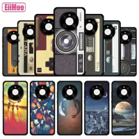 EiiMoo Silicone Phone Case For Huawei Mate 40 Fashion Cute Cartoon Pattern For Huawei Mate 40 Pro Plus Matte Thin Black Cover