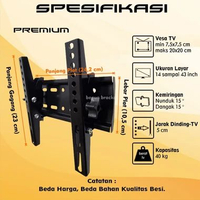 Bracket TV LED LCD 32 40 43 24 21 29 17 14 Inch Dijamin Cocok 14 - 40 In 2 Arah HR1 UT PREMIUM TCL 1