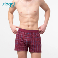 【sloggi Men】CHECKY 經典雙色格紋系列寬鬆平口褲(萬紫千紅)
