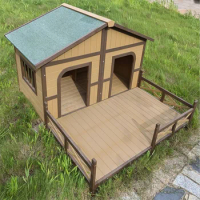 Solid wood dog house outdoor rainproof outdoor patio pet universal dog kennel dog house large dog wooden dog crate
