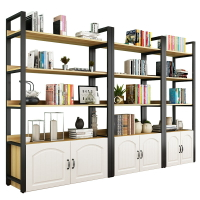 辦公室置物架 書架簡約落地客廳家用收納貨架櫃子辦公室多層鐵藝鋼木置物架書櫃『XY16309』