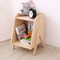 書架 書柜 置物架 北歐全實木書架臥室床頭置物架創意卡通兒童玩具收納柜床邊小柜子