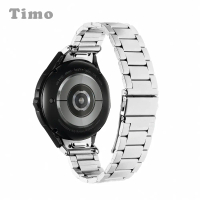 【Timo】SAMSUNG 三星 Galaxy Watch 7/6/5/4 按鍵式不鏽鋼金屬錶帶(附調整器)-銀色