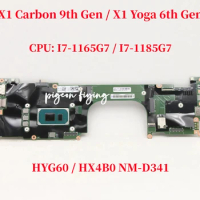 NM-D341 For Lenovo Thinkpad X1 Carbon 9th Gen / X1 Yoga 6th Gen Laptop Motherboard CPU:I7-1185G7 I7-1165G7 RAM: 16GB / 32GB