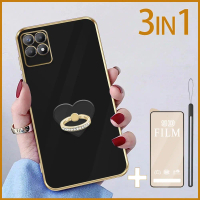 เคสโทรศัพท์ 3 in 1, สำหรับ Realme 8i และ Narzo 50, เคสนิ่มชุบด้วยไฟฟ้า, พร้อมที่ใส่น้ำหัวใจรูปหัวใจ,
