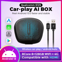 Android 13 Qualcomm 6125 Car Play Ai Box for Apple Wireless Carplay Auto Adapter GPS 4G HDMI Support YouTube Netflix IPTV Waze