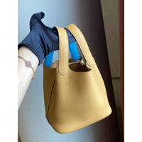 阿義精選Hermes picotin 18cm TC皮 clemence 琥珀黃拼天空藍 Y刻