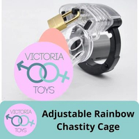 Adjustable Rainbow Chastity Cage Lock A Cock Bening