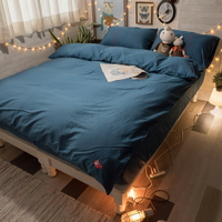 60支 精梳棉 單人床包+雙人被套組  [Life-蔚藍 ] 台灣製造 棉床本舖 抗漲省荷包 素色床包