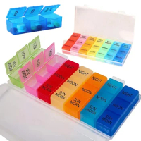 Weekly Portable Travel Pill Cases Box 7 Days Organizer 7/14/21 Grids Pills Container Storage Tablets Drug Vitamins Medicine