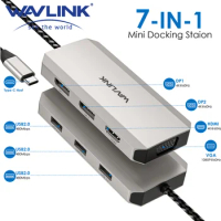 WAVLINK USB C Dock Quad Monitor 7-In-1 4K Docking Station Multiport Adapter for MacBook, Dell XPS, Lenovo Thinkpad HP Laptops