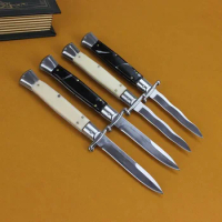 Italy Knife Opening Godfather Mafia Knife Mirror Stainless Steel Blade Portable Self-defense Tactical Survival EDC Tool Knives