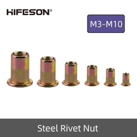 20 Pcs M3 M4 M5 M6 M8 M10 M12 Steel Rivet Nuts Flat Head Threaded Insert Nutsert Cap for Riveter Gun Zinc Plated Carbon