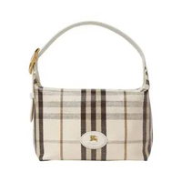 Burberry Mini Highlands Duffle Bag Check Canvas Light Beige Nude