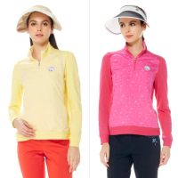 【Lynx Golf】女款保暖內刷毛材質變色膠印隱形拉鍊口袋設計長袖立領POLO衫/高爾夫球衫(二色)