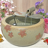 鶯歌老師限量｜可活動出水口陶瓷流水(雪戀櫻花) 招財桃花花瓶居家風水擺飾 台灣製陶瓷器 藝術品開店佈置送禮【築巢傢飾】