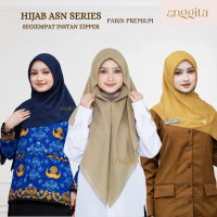 ANGGITA Jilbab PNS Khaki Muda Mustard Resleting Instan Paris Premium Hijab Dinas Kerudung ASN
