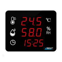【職人工具】185-LEDC3 電子溫濕度計 溼度計 溫濕度看板 溫度計 測溫器 壁掛式溫濕度計(LED溫濕度計+時間)