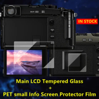 Self-adhesive Fujifilm X Pro3 Tempered Glass Film Main LCD + small Info Screen Protector Cover for Fujifilm X-Pro3 x-pro3 Camera