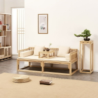 家具 新中式實木羅漢床組合白蠟木推拉床掌客廳沙發床臥室貴妃椅