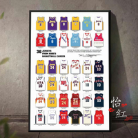 【怡紅】NBA 永遠的曼巴科比職業生涯36件球衣裝飾畫掛畫包郵
