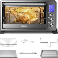 TOSHIBA AC25CEW-BS Large 6-Slice Convection Toaster Oven Countertop, 10-In-One with Toast, Pizza and Rotisseri