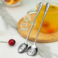 WORTHBUY 2pcs Coffee Mixing Spoon 304 Stainless Steel Dessert Spoon Coffee Scoop Long Handle Stirring Spoon For Cold Drink