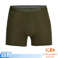 Icebreaker 男款 美麗諾羊毛 Anatomica 高彈性四角內褲.衛生褲_橄欖綠