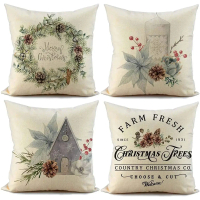 【IN stock pillowcase】 Home Christmas decoration linen pillowcase sofa cushion cover home decoration
