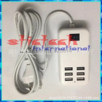 by dhl or ems 200pcs New Portable 6 Ports USB Hub Wall Travel Charger EU Plug AC Adapter 5V 30W 1.5M Worldwide Store