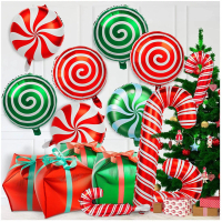 2026 Christmas Gift Box Balloon Santa Cane Balloon Candy Windmill Aluminum Foil Holiday Party Balloo
