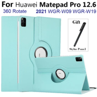 360 Rotation Stand Cover Funda for Huawei Matepad 12.6 Case 2021 for Huawei MatePad Pro Case 12.6 inch Protective Shell+Pen
