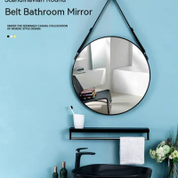 Nordic Bathroom Mirror Round Wall Mount Mirror Hanging Ornament Salon Bathroom Decor Mirror Safety Explosion-proof