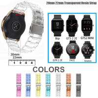 20mm 22mm Transparent New Lightweight Resin Strap for Huami Amazfit Bip Lite S U Pro /GTS3 GTS2 mini /Pace Stratos 2 2S 3 /GTR