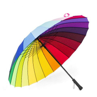 24骨個性彩虹雨傘男超大雙人三人手動長柄傘戶外傘加固放風大傘