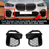 1Pair Front Bumper Fog Lamp Grille Assembly for BMW X5 G05 2018-2022 40IX 25DX 30DX Modified Grille Decorative Cover