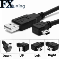 1PCS USB 2.0 Male To Mini USB UP Down Left Right Angled 90 Degree Cable 0.3m for Camera MP4 Tablet T-port Data Cable L-Bend Mini