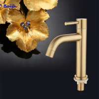 Golden Bathroom Basin Single Hole Cold Handle Shower Head Faucet Bath For Kitchen Sink Water Tap SUS304 Toilet Hardware