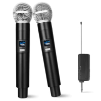 Wireless Microphone 1200mah UHF Professional Handheld Dynamic Mic Karaoke System Micphone with Receiver for Amplifier PA System