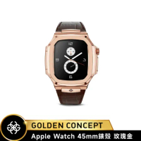 【Golden Concept】Apple Watch 45mm ROL45-RG-BR 棕色皮革錶帶 玫瑰金不銹鋼錶框