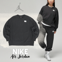 Nike 大學T Jordan Flight 黑 白 女款 喬丹 長袖上衣 衛衣 寬鬆 內磨毛 落肩 DQ4600-010