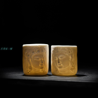 宋樸蘇揚燁大師純手工敦煌文殊普賢主人杯品茗杯禮盒裝柴燒手作