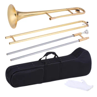 ammoon Alto Trombone Brass Gold Lacquer Bb Tone B flat Wind Instrument Cupronickel Mouthpiece
