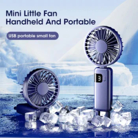 2024 Electric Fan 5 Speed Wind Cooling Hand Fan Portable Mini Usb Mini Pocket Rechargeable Handheld Fan with Hook