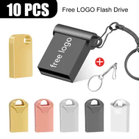 10PCS Mini Metal USB Flash Drive 128GB 64GB 32GB 16GB 8GB 4G High Speed Pendrive Memory Stick Storage Device USB Drive LOGO