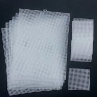 Giấy nhựa (14 tờ), vải lưới nhựa, vải canvas thêu chữ thập, lưới mắt cho thêu và thủ công DIY, dệt k